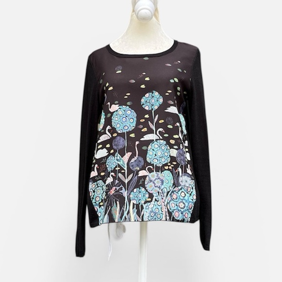 Anthropologie Knitted & Knotted Swan Tableau Michelle Morin Blouse Size Small - Picture 5 of 10